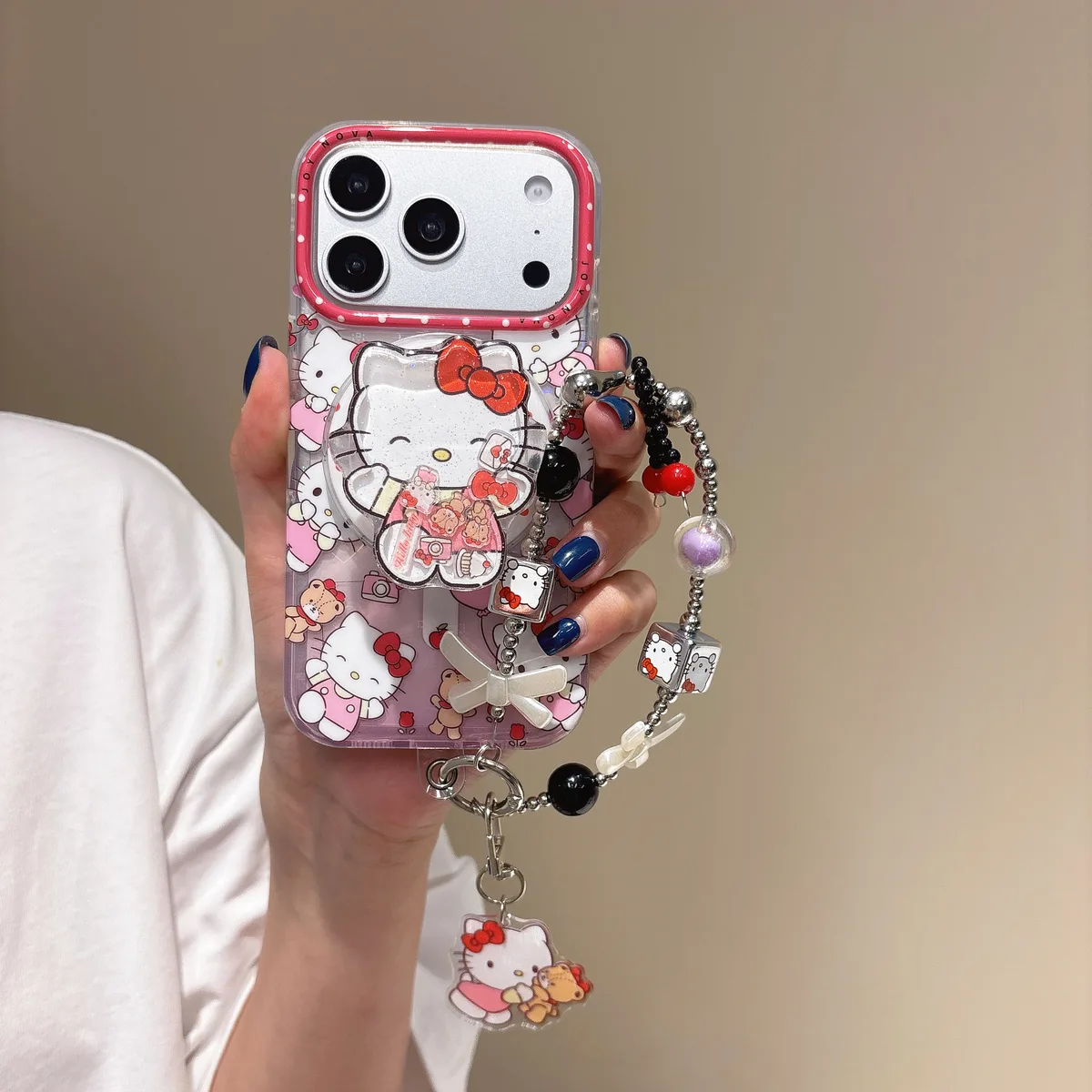 Sanrio Hello Kitty Clear Pink Polka Dot Case for iPhone 17 16 15 14 13 Pro Max — MagSafe